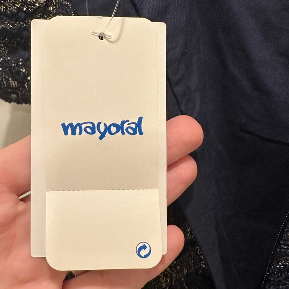 Mayoral Tweed Navy and Gold Dress Size 8. Fully lined.   Back zip closure. NWT - Picture 7 of 14